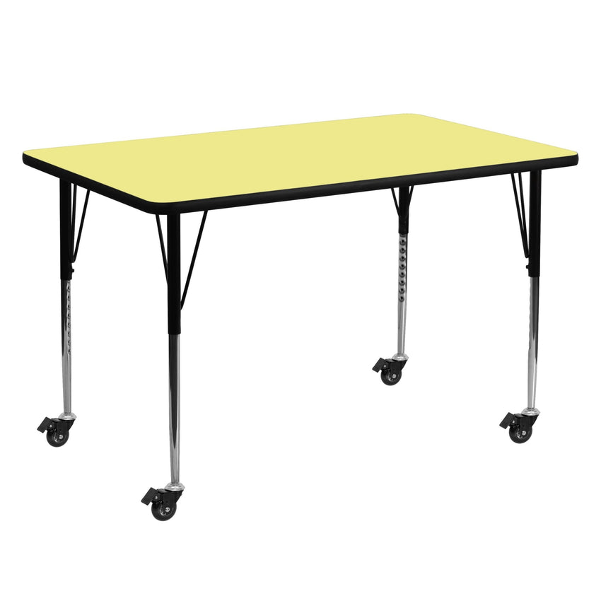 Wren Mobile 30''W x 60''L Rectangular Thermal Laminate Activity Table - Standard Height Adjustable Legs - SchoolOutlet