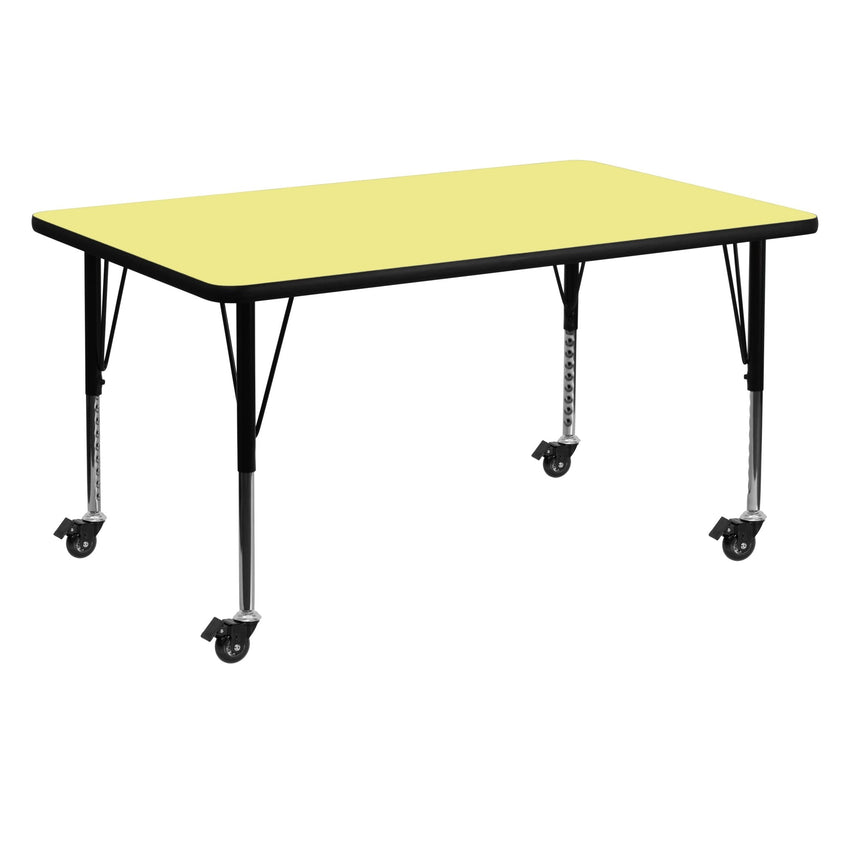 Wren Mobile 30''W x 60''L Rectangular Thermal Laminate Activity Table - Standard Height Adjustable Legs - SchoolOutlet
