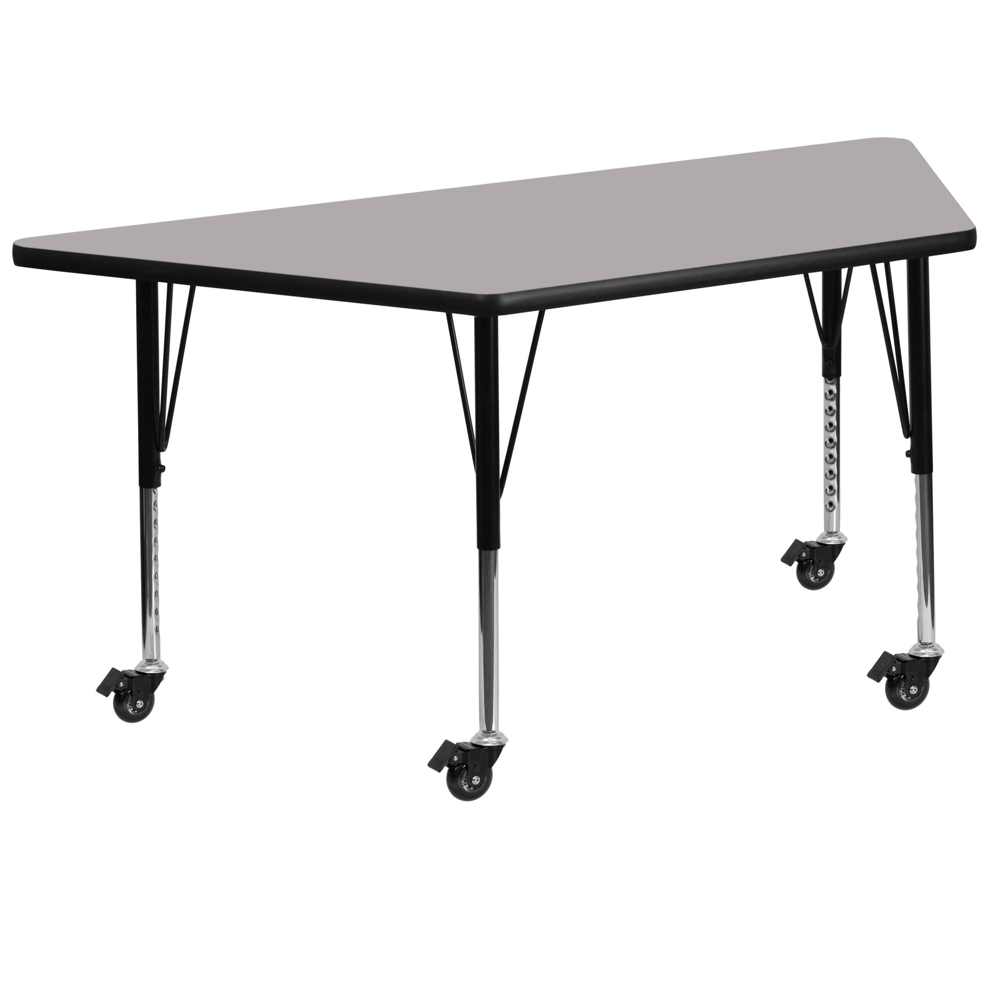 Wren Mobile 29''W x 57''L Trapezoid HP Laminate Activity Table - Standard Height Adjustable Legs - SchoolOutlet