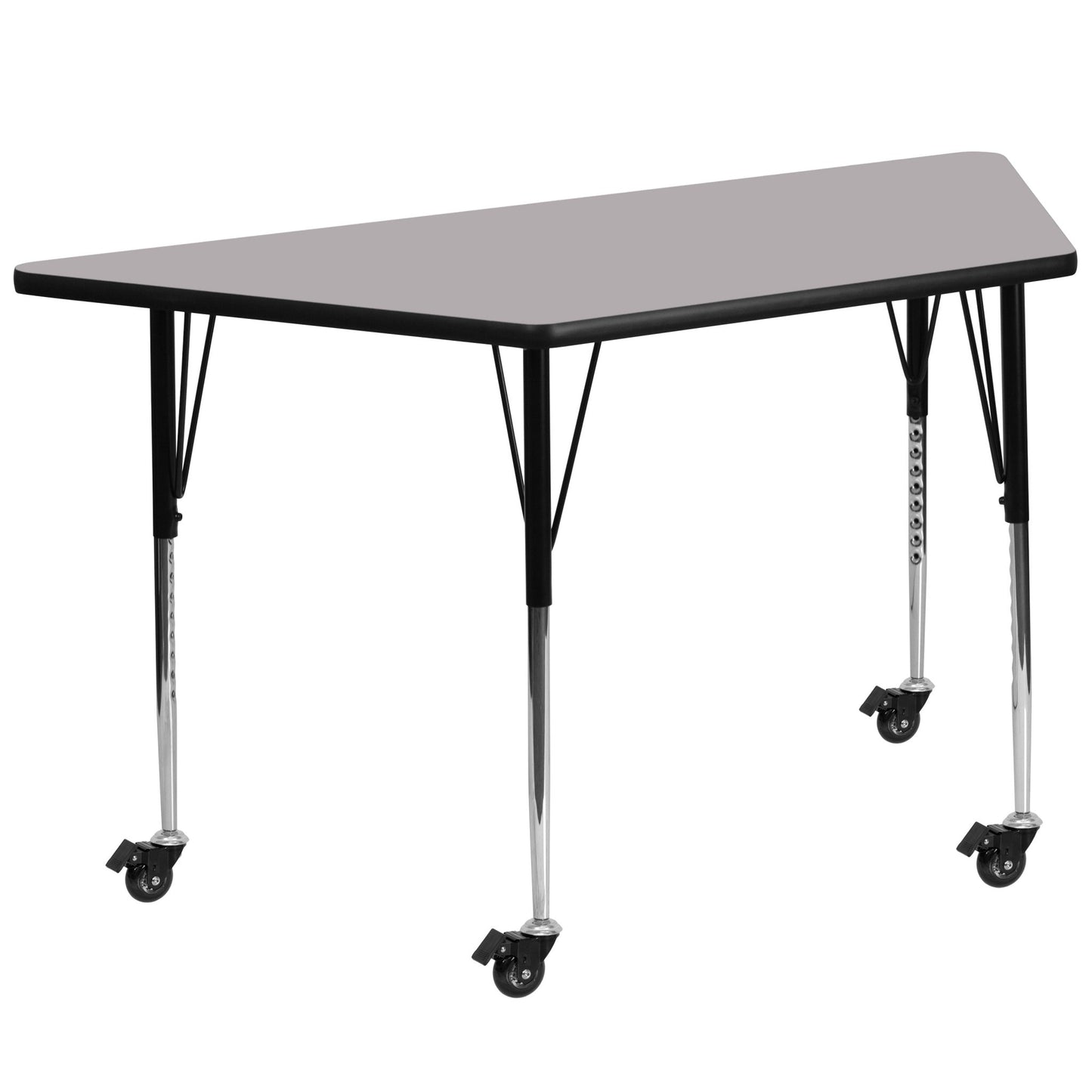 Wren Mobile 29''W x 57''L Trapezoid Thermal Laminate Activity Table - Standard Height Adjustable Legs - SchoolOutlet