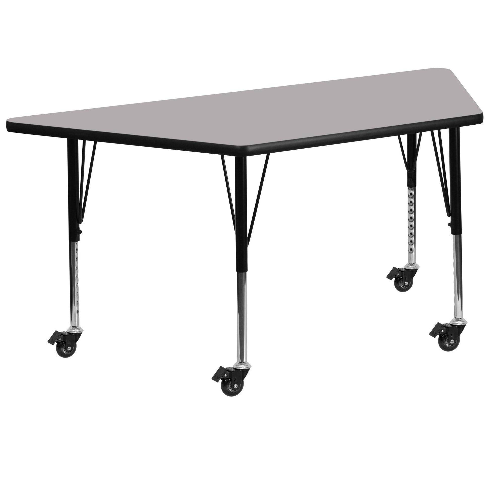 Wren Mobile 29''W x 57''L Trapezoid Thermal Laminate Activity Table - Standard Height Adjustable Legs - SchoolOutlet