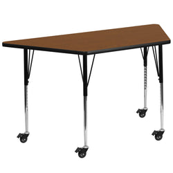 Wren Mobile 29''W x 57''L Trapezoid HP Laminate Activity Table - Height Adjustable Legs
