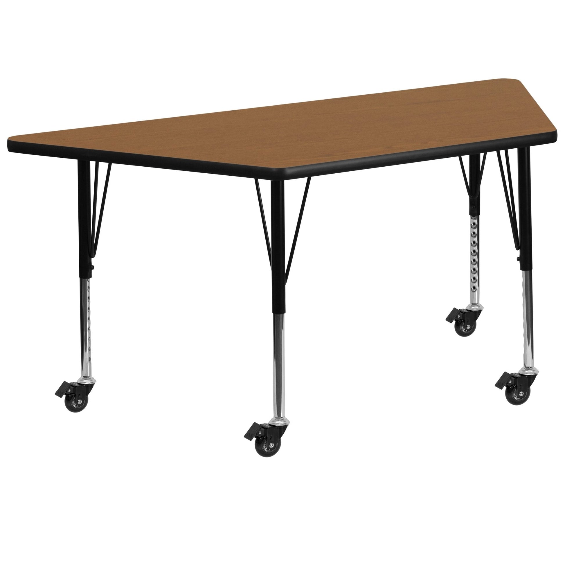 Wren Mobile 29''W x 57''L Trapezoid Thermal Laminate Activity Table - Standard Height Adjustable Legs - SchoolOutlet