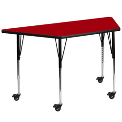 Wren Mobile 29''W x 57''L Trapezoid Thermal Laminate Activity Table - Height Adjustable Legs