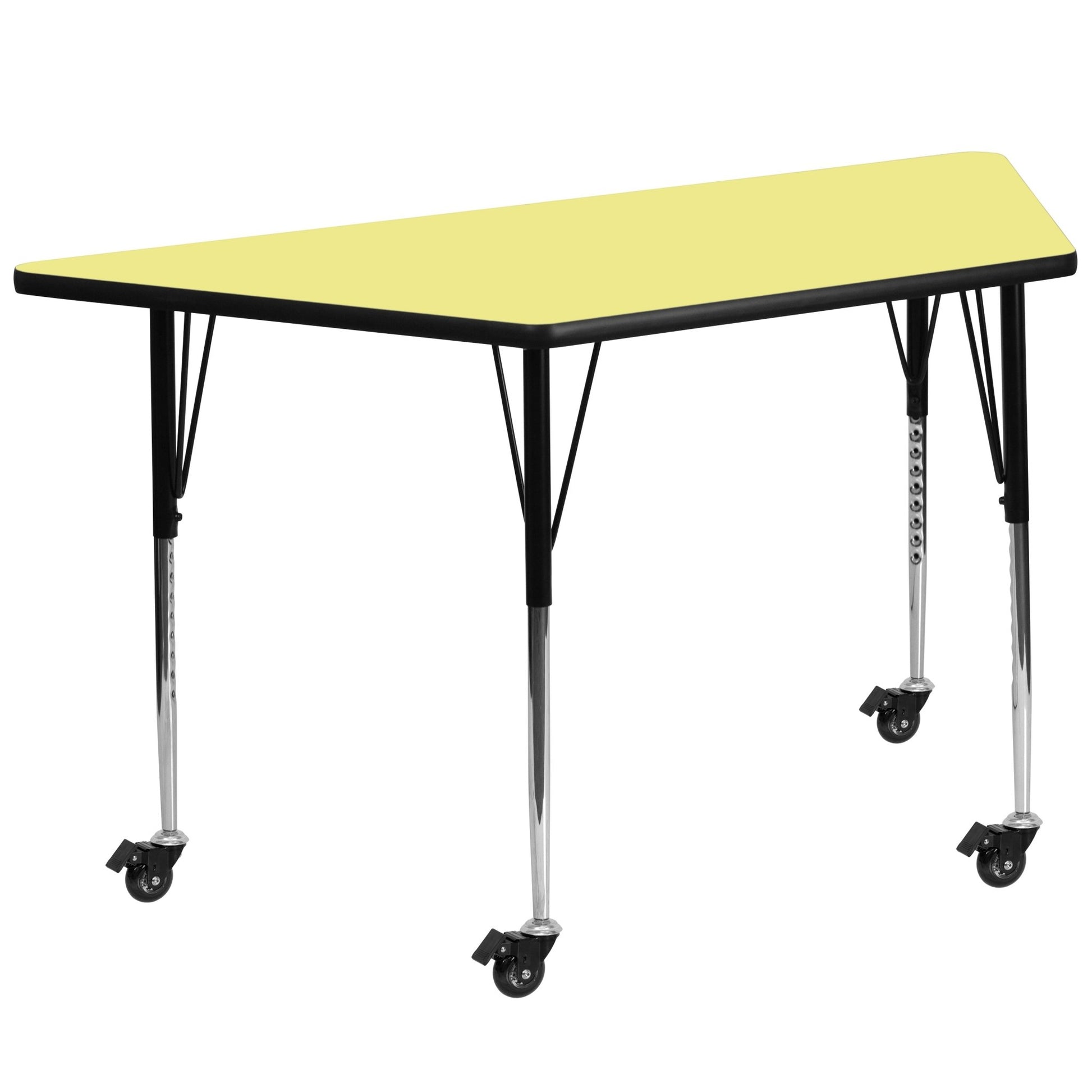 Wren Mobile 29''W x 57''L Trapezoid Thermal Laminate Activity Table - Standard Height Adjustable Legs - SchoolOutlet