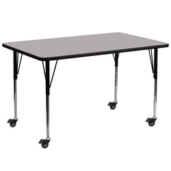 Wren Mobile 30''W x 72''L Rectangular Thermal Laminate Activity Table - Height Adjustable Legs