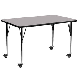 Wren Mobile 30''W x 72''L Rectangular Thermal Laminate Activity Table - Height Adjustable Legs