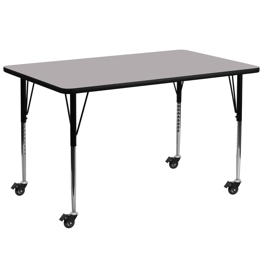 Wren Mobile 30''W x 72''L Rectangular Thermal Laminate Activity Table - Standard Height Adjustable Legs - SchoolOutlet