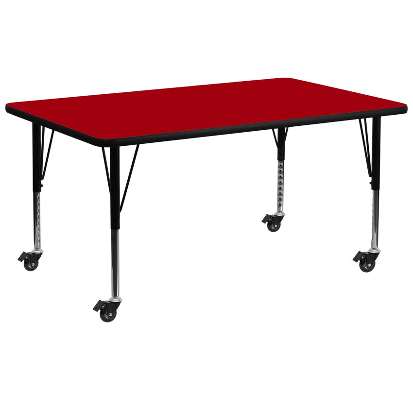 Wren Mobile 30''W x 72''L Rectangular Thermal Laminate Activity Table - Standard Height Adjustable Legs - SchoolOutlet