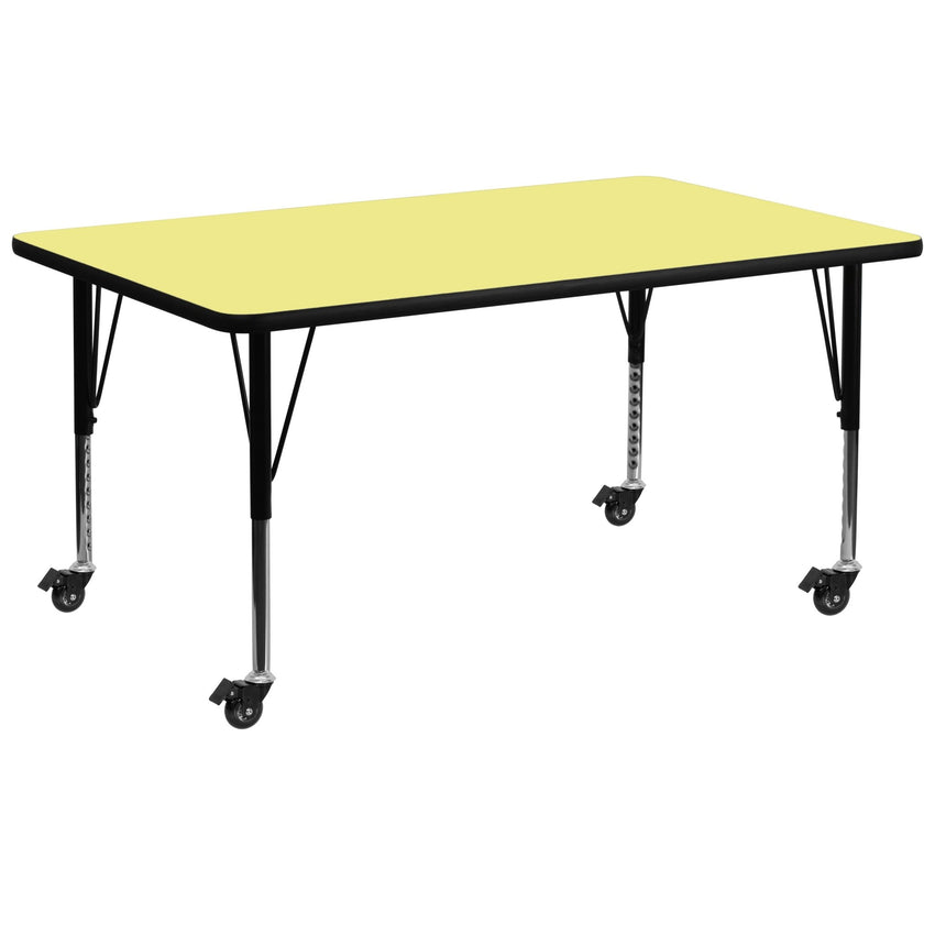 Wren Mobile 30''W x 72''L Rectangular Thermal Laminate Activity Table - Standard Height Adjustable Legs - SchoolOutlet