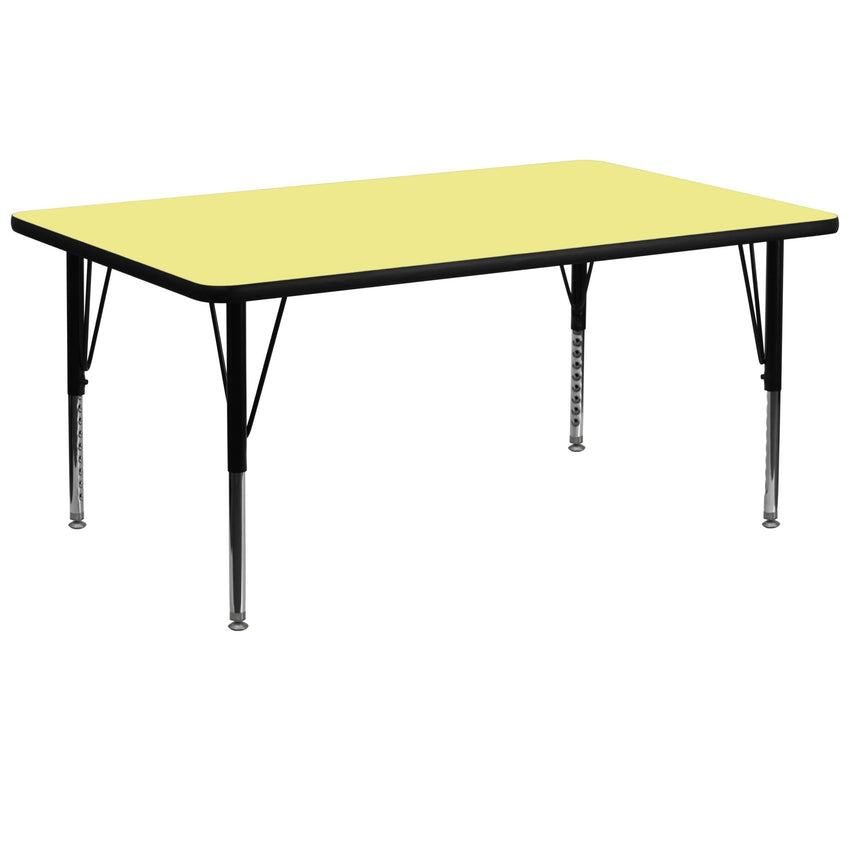 Wren Mobile 30''W x 72''L Rectangular Thermal Laminate Activity Table - Standard Height Adjustable Legs - SchoolOutlet