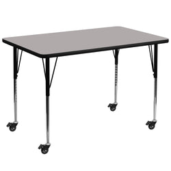 Wren Mobile 36''W x 72''L Rectangular HP Laminate Activity Table - Height Adjustable Legs