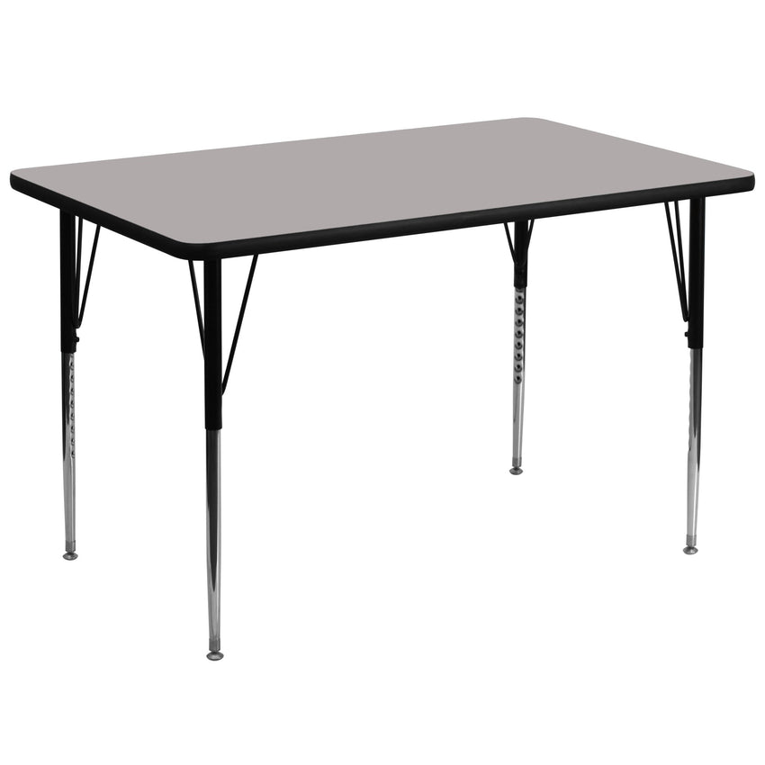 Wren Mobile 36''W x 72''L Rectangular HP Laminate Activity Table - Standard Height Adjustable Legs - SchoolOutlet