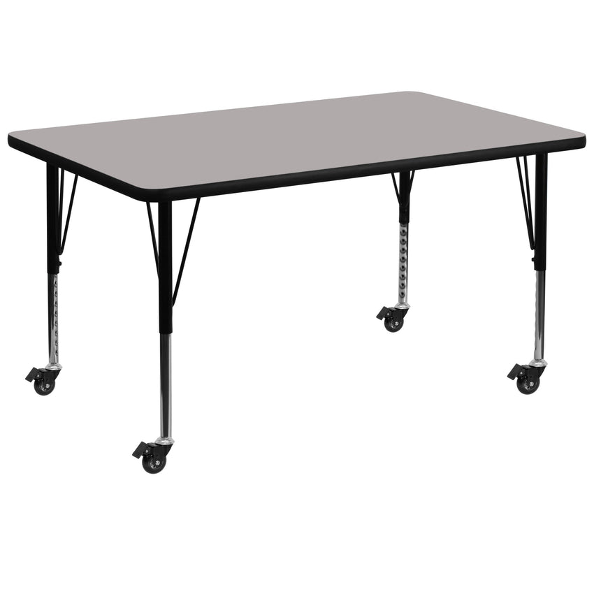 Wren Mobile 36''W x 72''L Rectangular HP Laminate Activity Table - Standard Height Adjustable Legs - SchoolOutlet