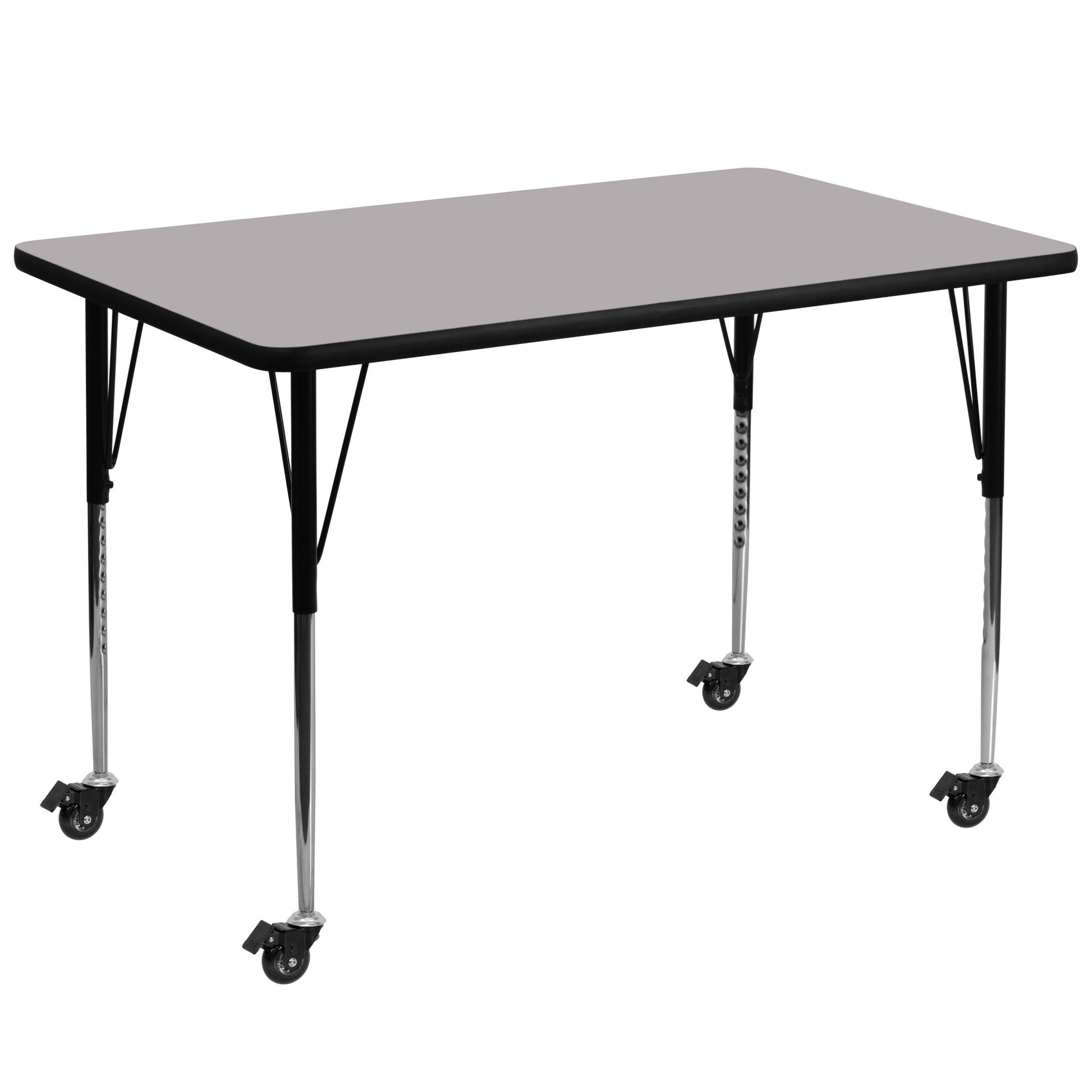 Wren Mobile 36''W x 72''L Rectangular Thermal Laminate Activity Table - Standard Height Adjustable Legs - SchoolOutlet