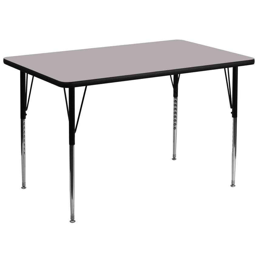 Wren Mobile 36''W x 72''L Rectangular Thermal Laminate Activity Table - Standard Height Adjustable Legs - SchoolOutlet