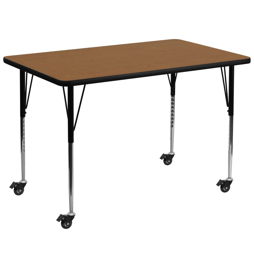 Wren Mobile 36''W x 72''L Rectangular Thermal Laminate Activity Table - Standard Height Adjustable Legs - SchoolOutlet