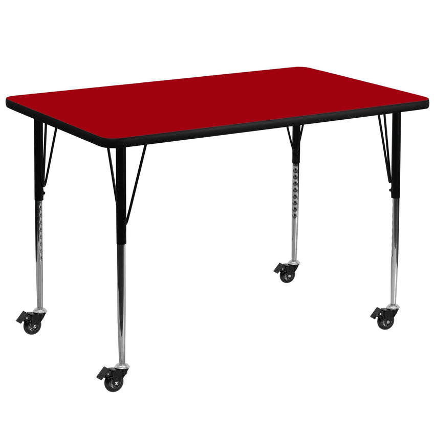 Wren Mobile 36''W x 72''L Rectangular Thermal Laminate Activity Table - Standard Height Adjustable Legs - SchoolOutlet