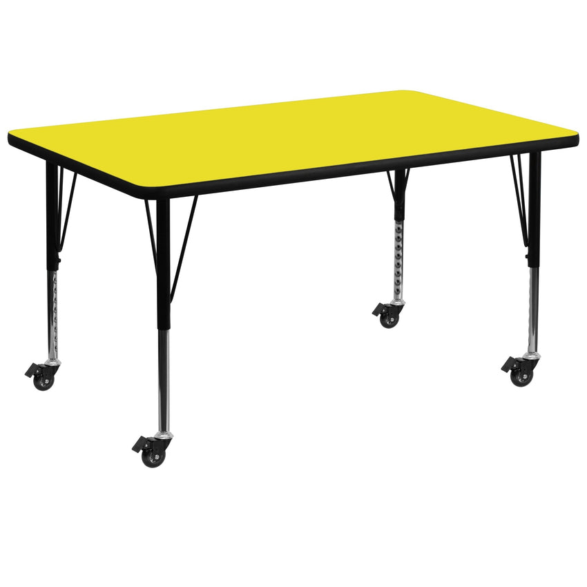 Wren Mobile 36''W x 72''L Rectangular HP Laminate Activity Table - Standard Height Adjustable Legs - SchoolOutlet