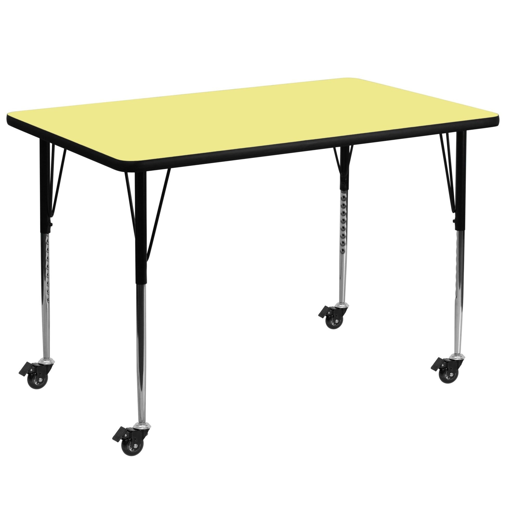 Wren Mobile 36''W x 72''L Rectangular Thermal Laminate Activity Table - Standard Height Adjustable Legs - SchoolOutlet