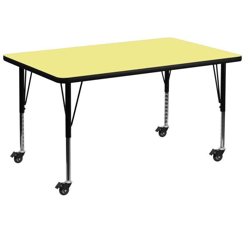 Wren Mobile 36''W x 72''L Rectangular Thermal Laminate Activity Table - Standard Height Adjustable Legs - SchoolOutlet