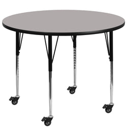 Wren Mobile 42'' Round HP Laminate Activity Table - Height Adjustable Legs