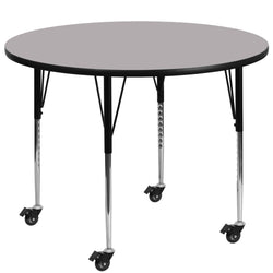 Wren Mobile 42'' Round Thermal Laminate Activity Table - Height Adjustable Legs