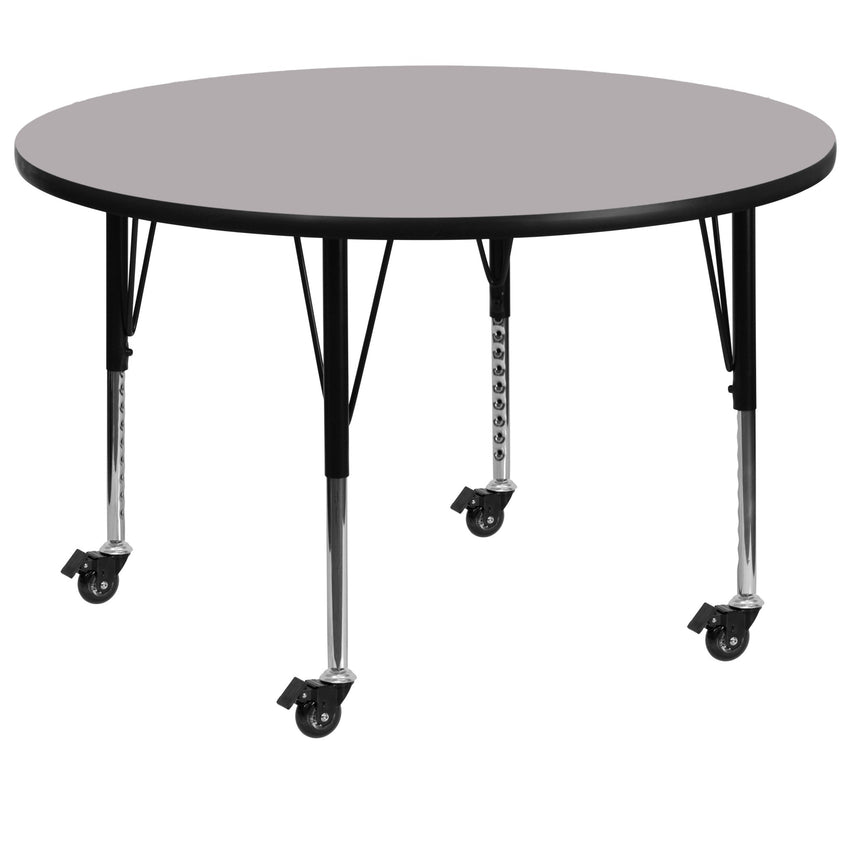 Wren Mobile 48'' Round Thermal Laminate Activity Table - Standard Height Adjustable Legs - SchoolOutlet