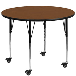 Wren Mobile 48'' Round HP Laminate Activity Table - Height Adjustable Legs