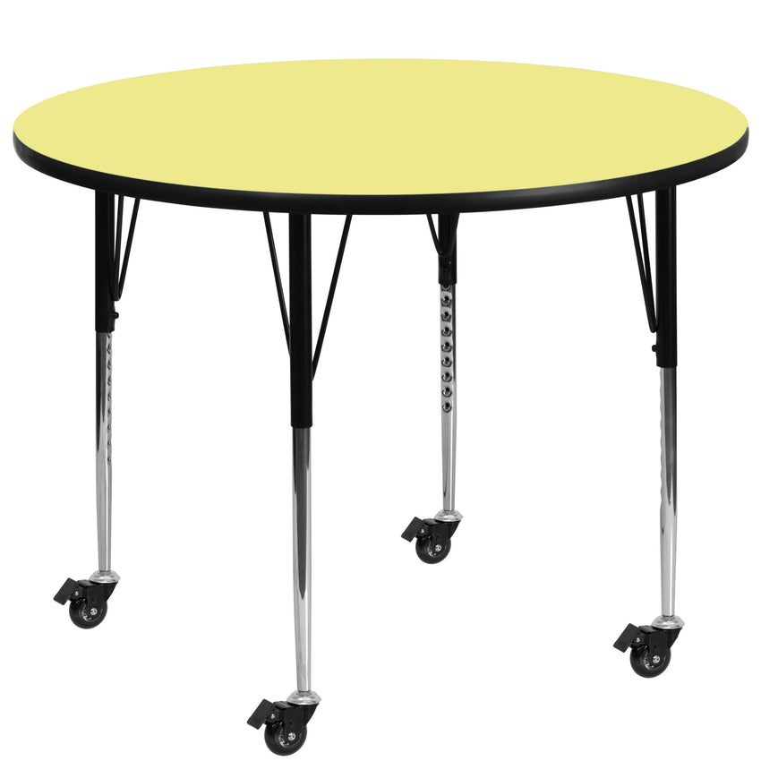 Wren Mobile 48'' Round Thermal Laminate Activity Table - Standard Height Adjustable Legs - SchoolOutlet