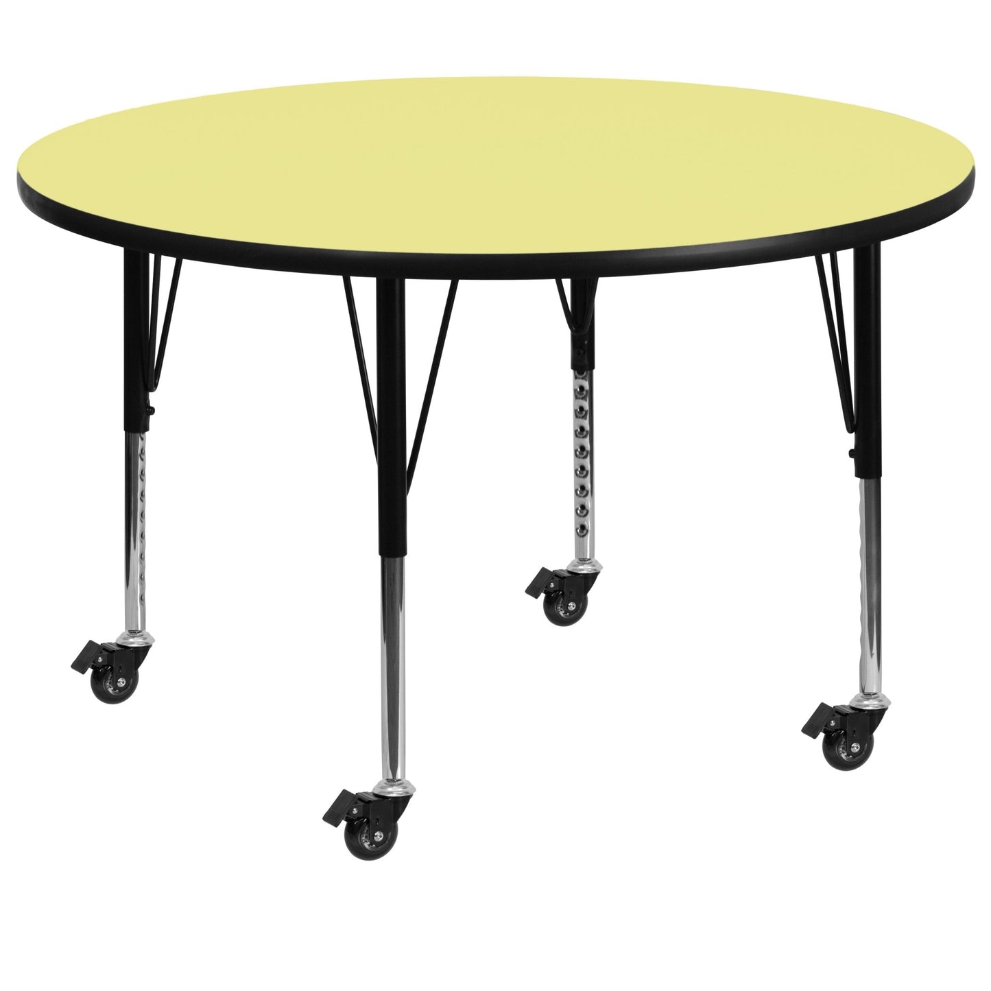 Wren Mobile 48'' Round Thermal Laminate Activity Table - Standard Height Adjustable Legs - SchoolOutlet