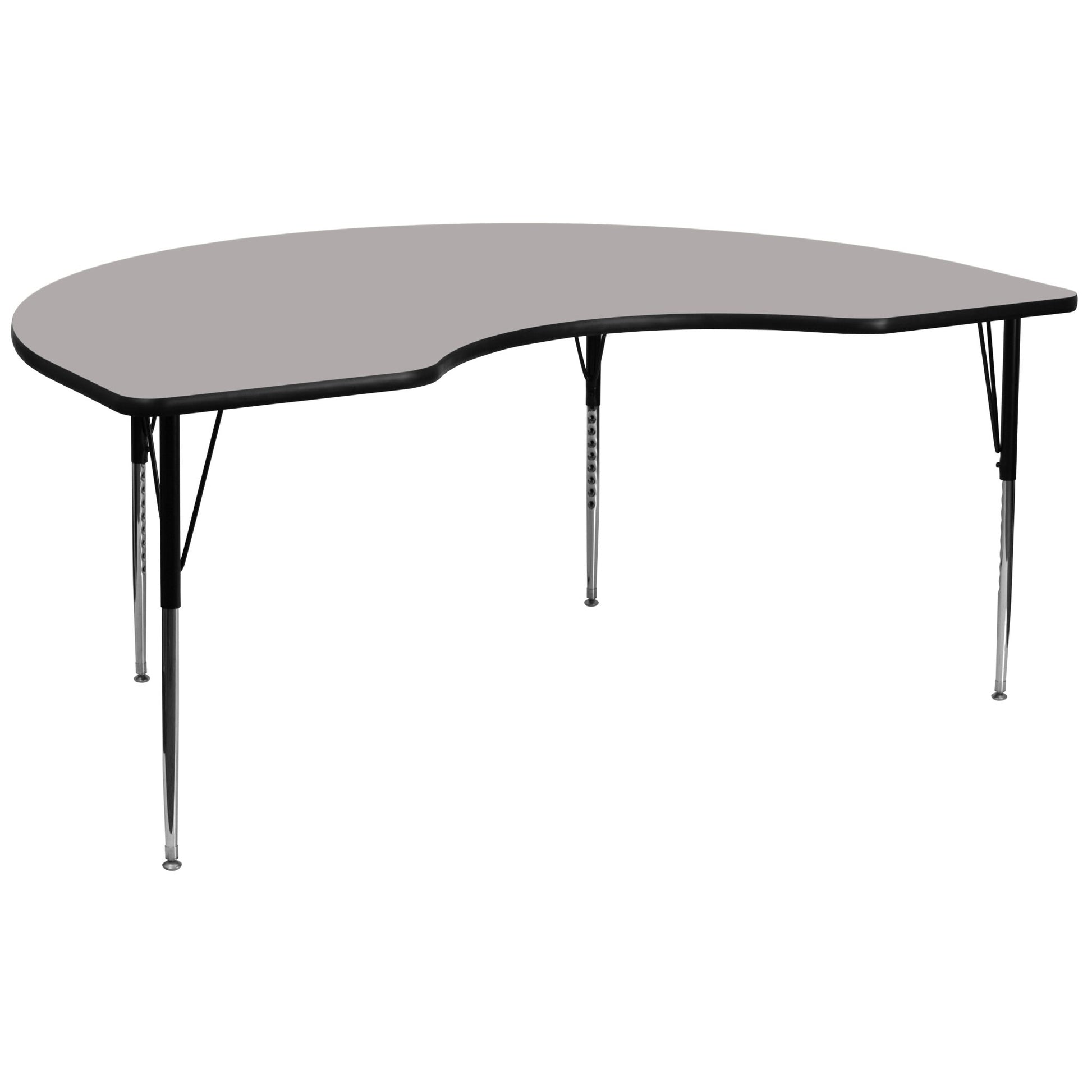 Wren Mobile 48''W x 96''L Kidney HP Laminate Activity Table - Standard Height Adjustable Legs - SchoolOutlet