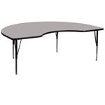 Wren Mobile 48''W x 96''L Kidney HP Laminate Activity Table - Standard Height Adjustable Legs - SchoolOutlet