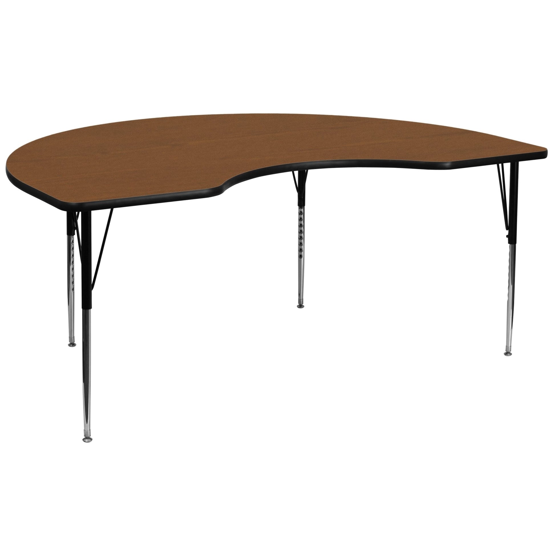 Wren Mobile 48''W x 96''L Kidney HP Laminate Activity Table - Standard Height Adjustable Legs - SchoolOutlet
