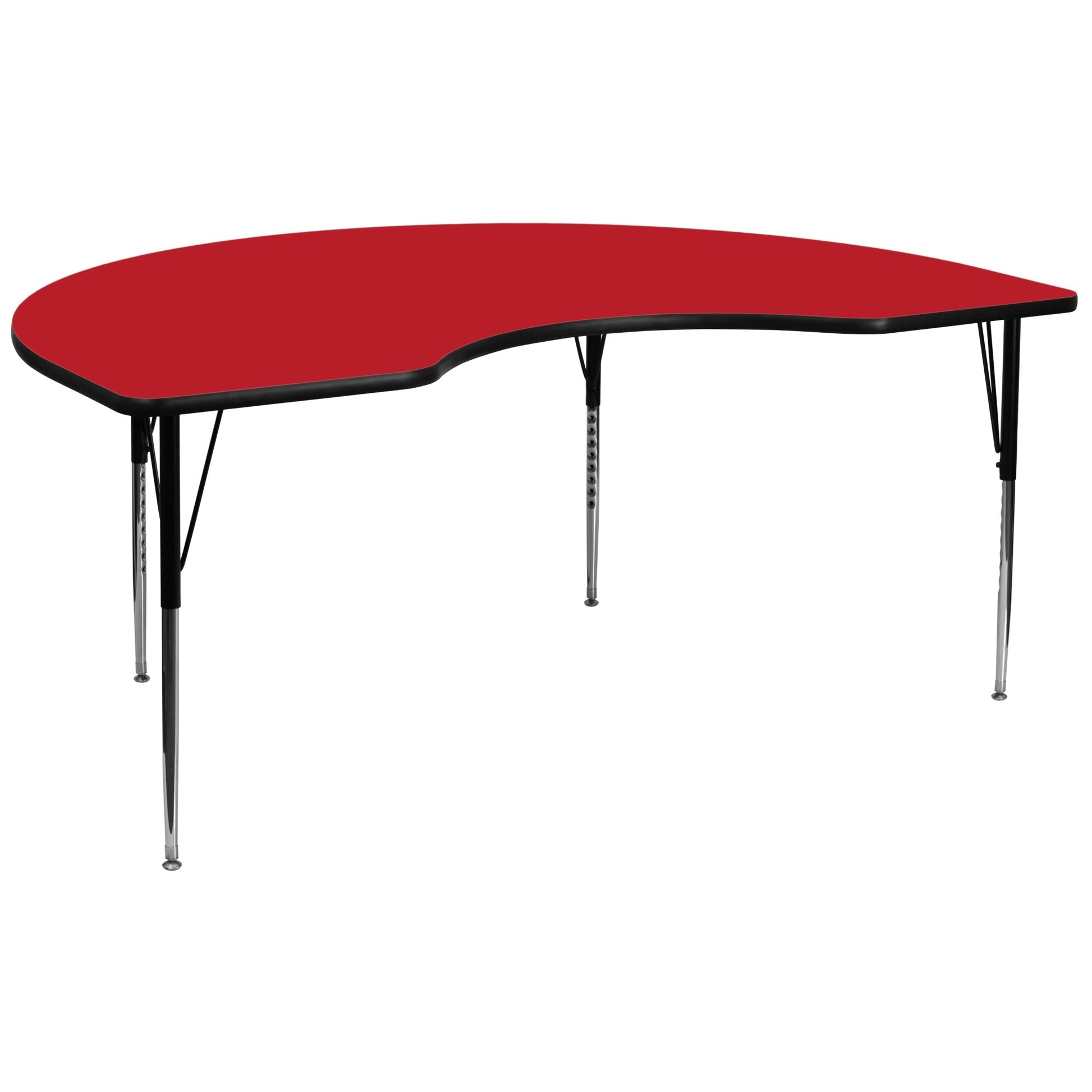 Wren Mobile 48''W x 96''L Kidney HP Laminate Activity Table - Standard Height Adjustable Legs - SchoolOutlet