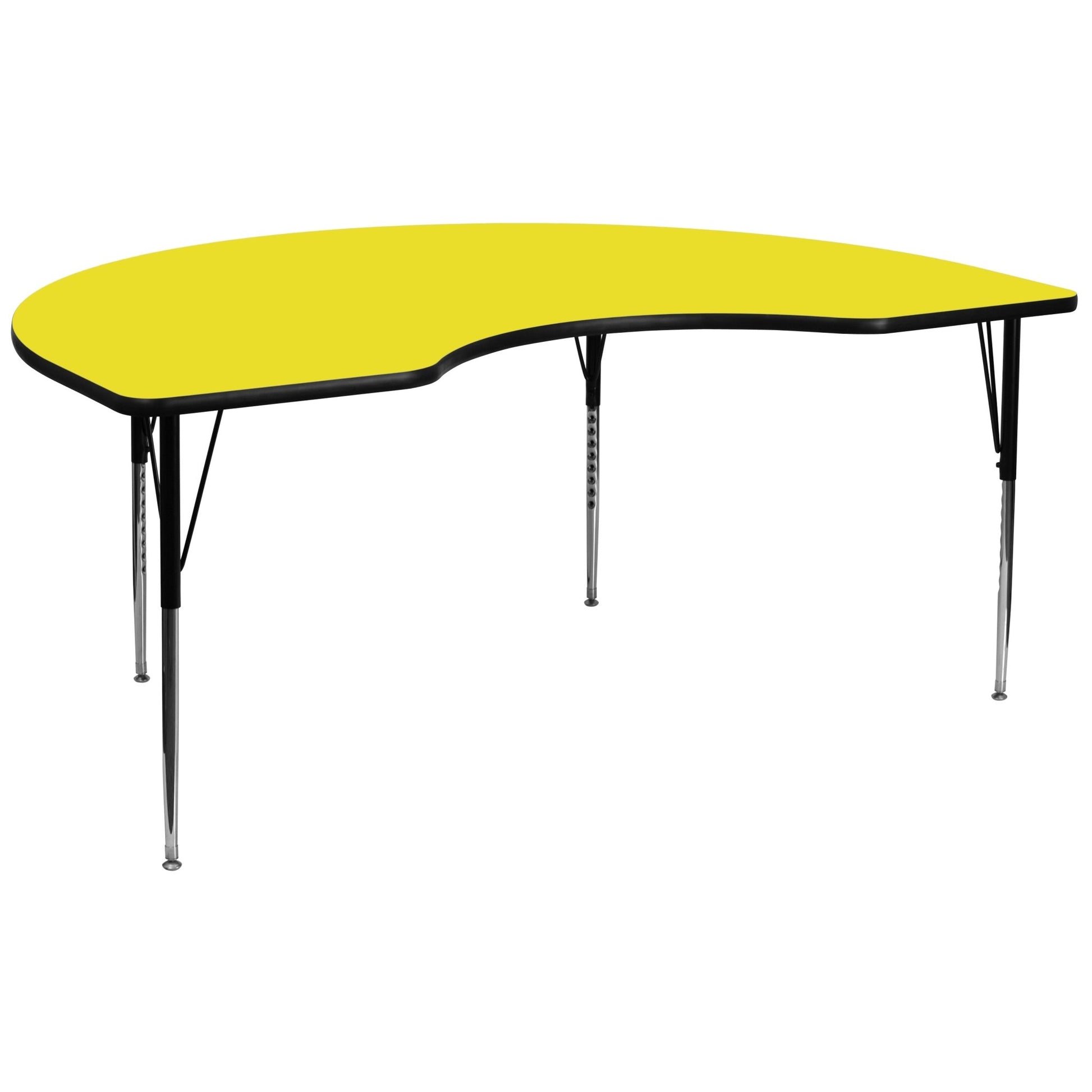 Wren Mobile 48''W x 96''L Kidney HP Laminate Activity Table - Standard Height Adjustable Legs - SchoolOutlet
