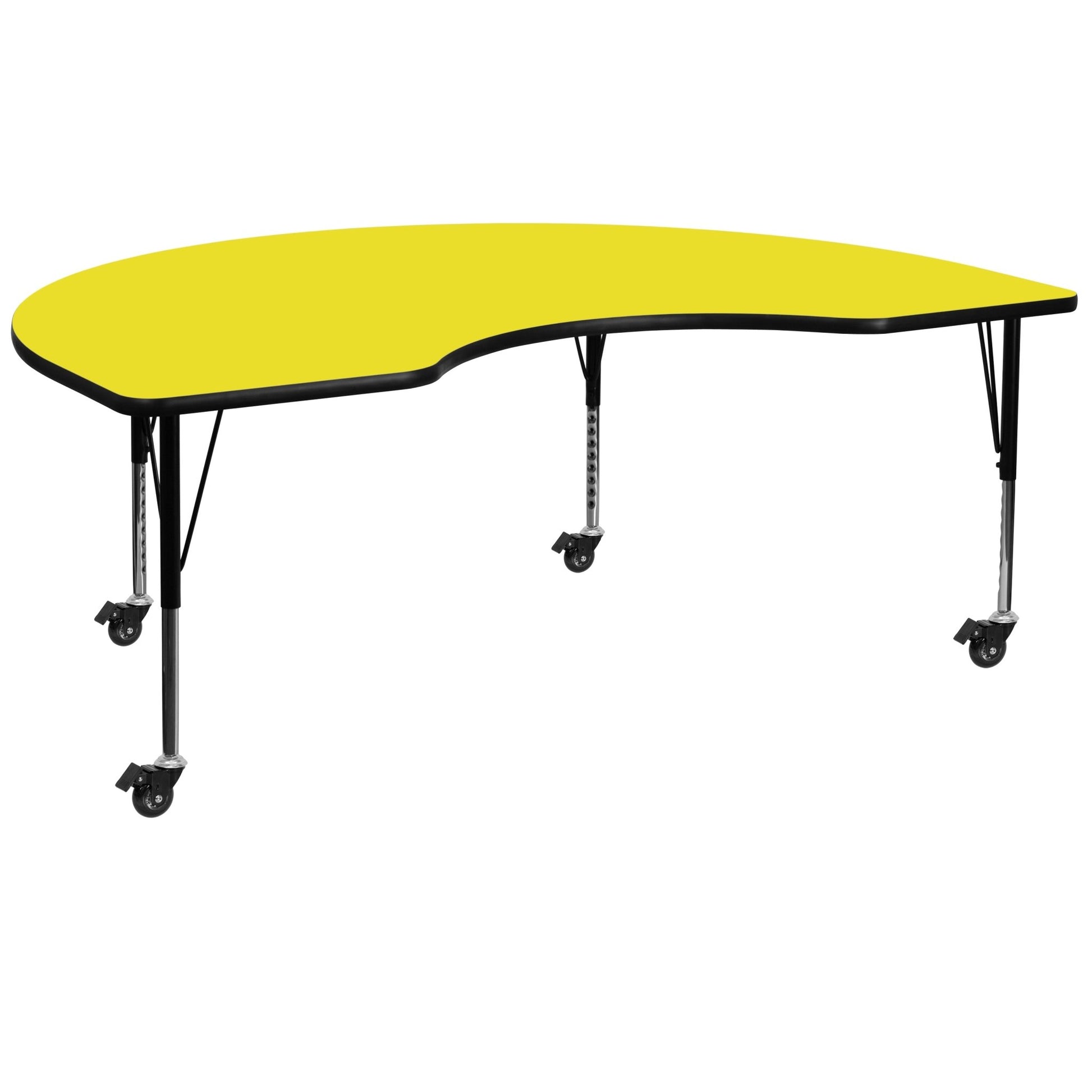 Wren Mobile 48''W x 96''L Kidney HP Laminate Activity Table - Standard Height Adjustable Legs - SchoolOutlet