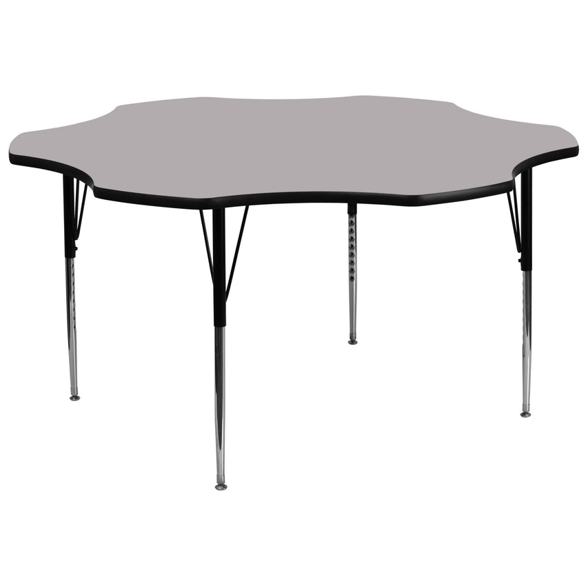 Wren Mobile 60'' Flower Thermal Laminate Activity Table - Height Adjustable Legs - XU-A60-FLR - SchoolOutlet