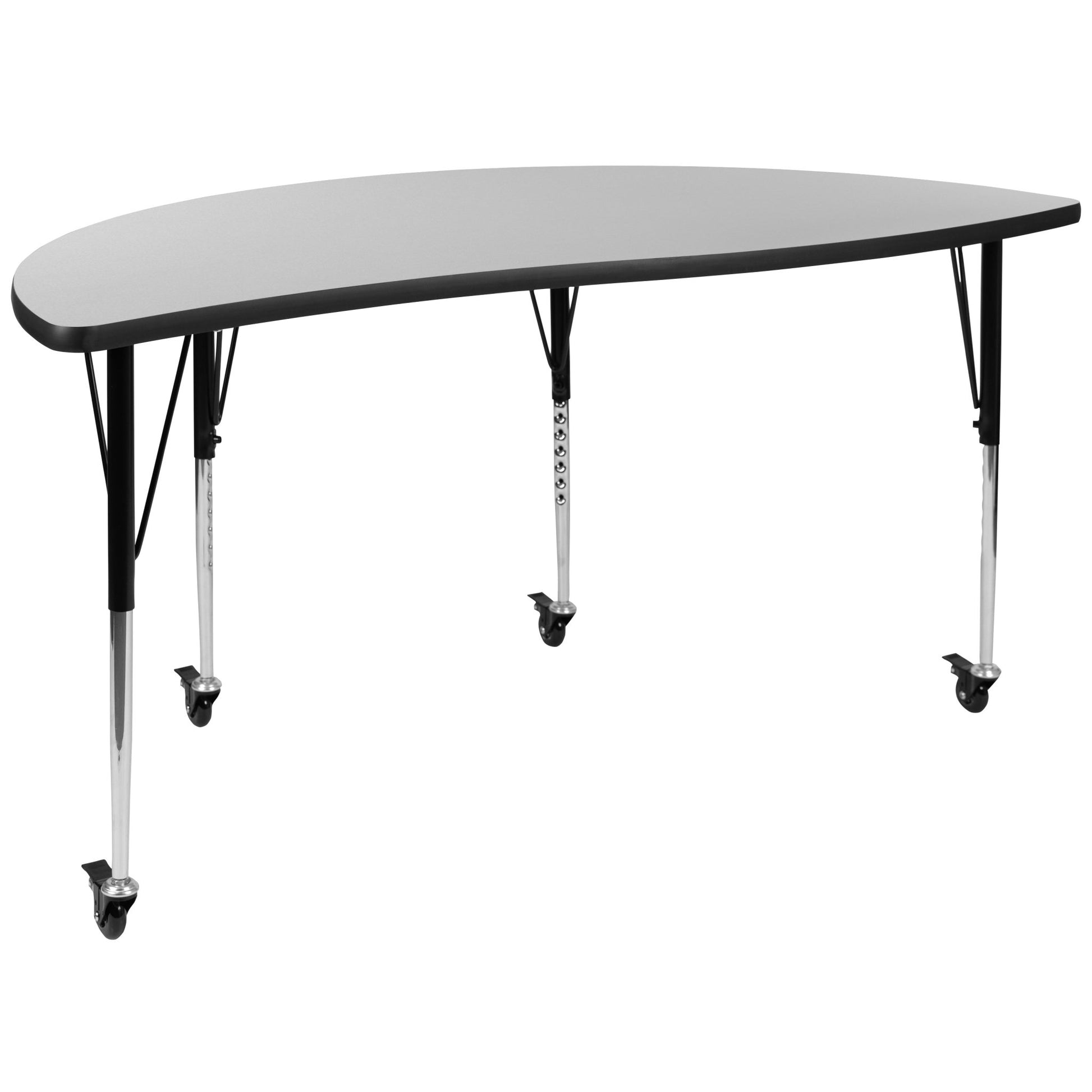 Wren Mobile 60" Half Circle Wave Flexible Collaborative Thermal Laminate Activity Table-Standard Height Adjust Legs - SchoolOutlet