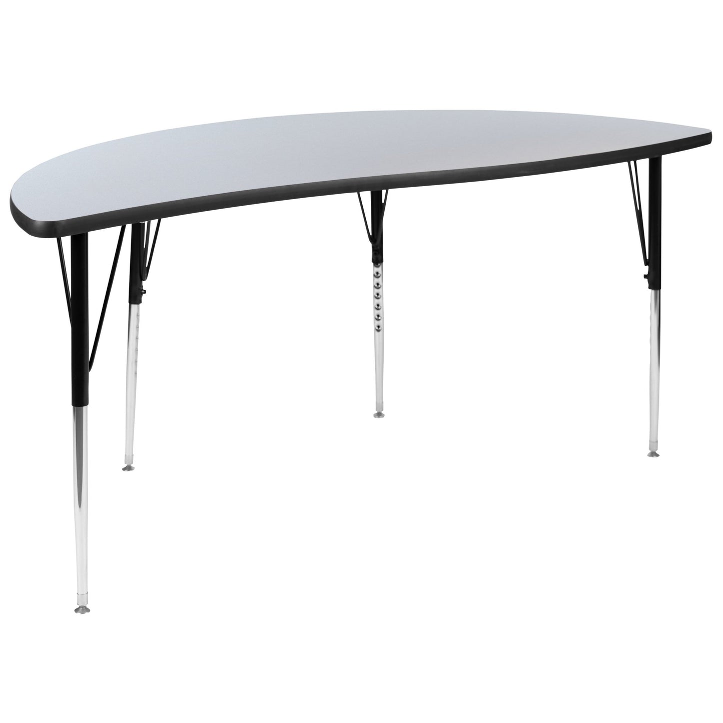 Wren Mobile 60" Half Circle Wave Flexible Collaborative Thermal Laminate Activity Table-Standard Height Adjust Legs - SchoolOutlet