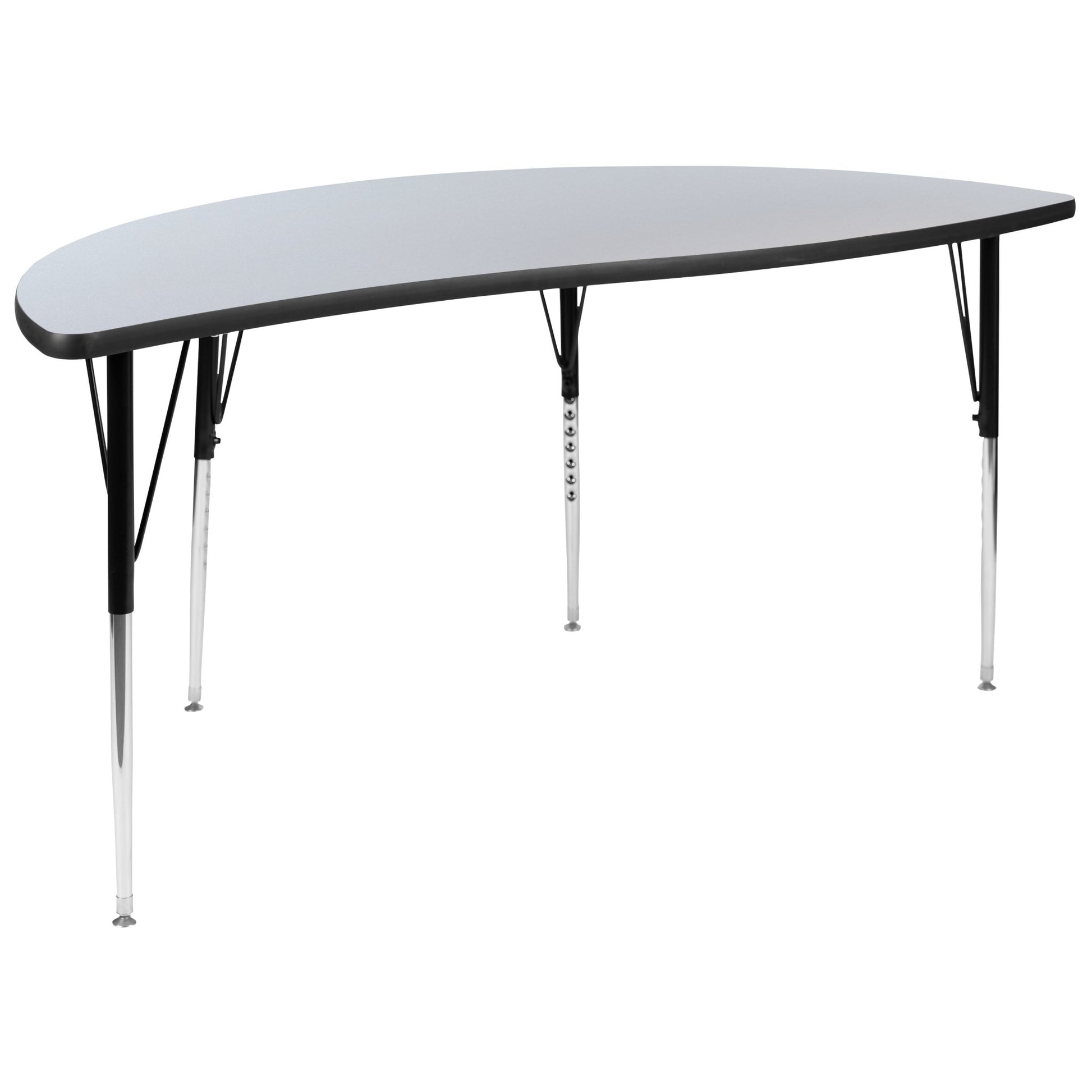 Wren Mobile 60" Half Circle Wave Flexible Collaborative Thermal Laminate Activity Table-Standard Height Adjust Legs - SchoolOutlet