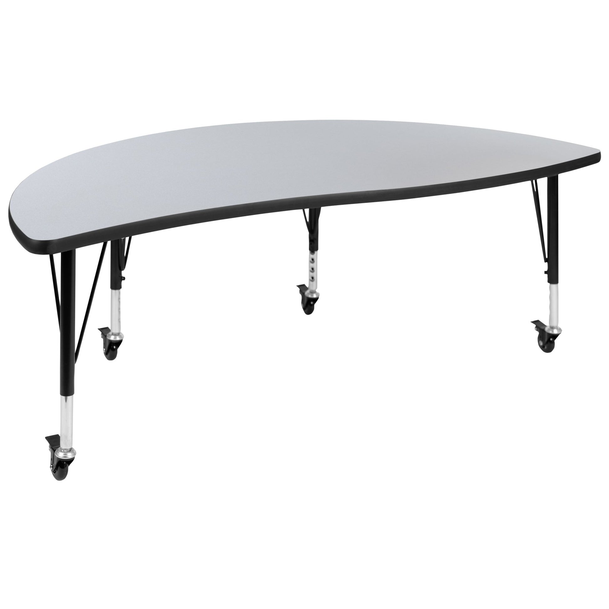 Wren Mobile 60" Half Circle Wave Flexible Collaborative Thermal Laminate Activity Table-Standard Height Adjust Legs - SchoolOutlet