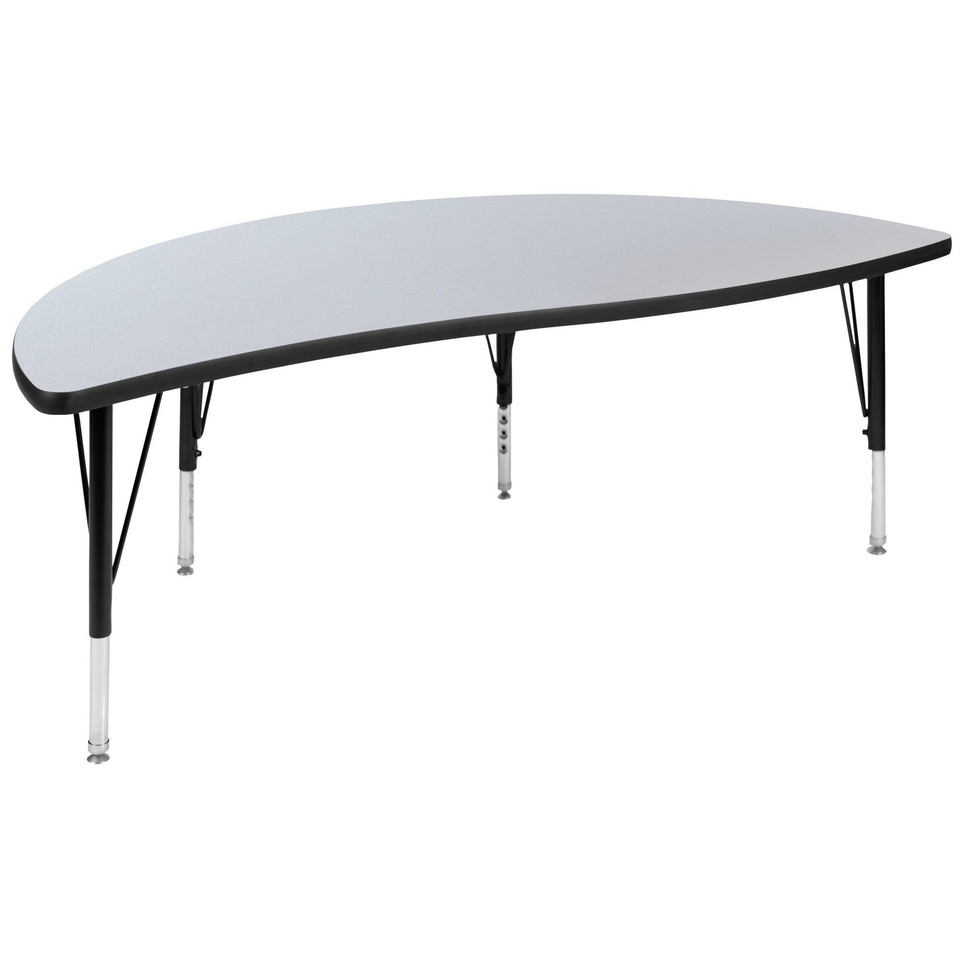 Wren Mobile 60" Half Circle Wave Flexible Collaborative Thermal Laminate Activity Table-Standard Height Adjust Legs - SchoolOutlet