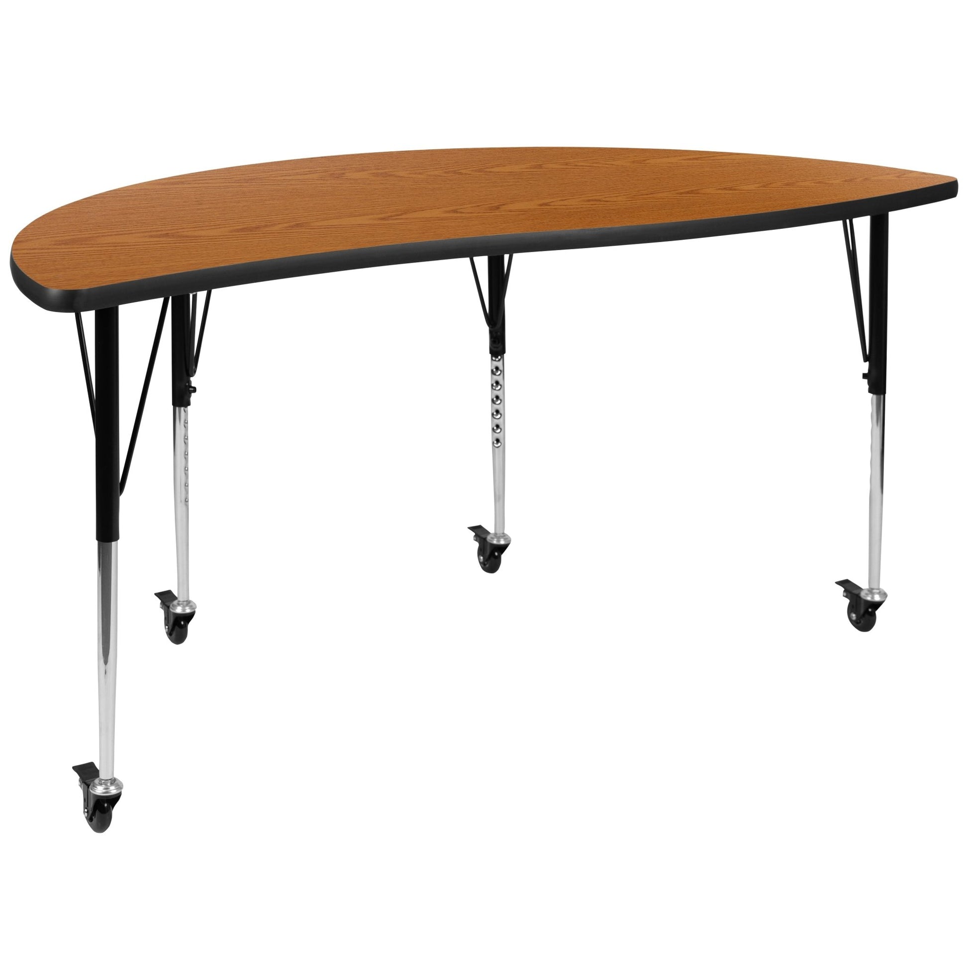 Wren Mobile 60" Half Circle Wave Flexible Collaborative Thermal Laminate Activity Table-Standard Height Adjust Legs - SchoolOutlet