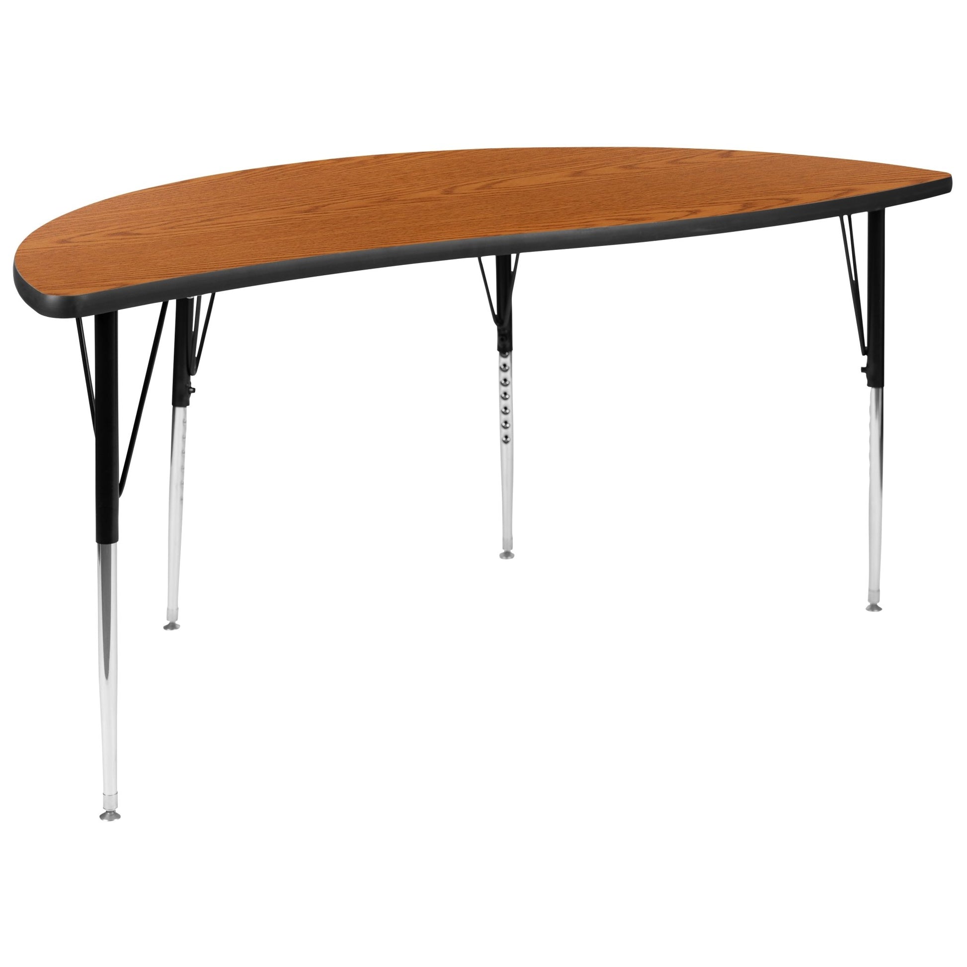 Wren Mobile 60" Half Circle Wave Flexible Collaborative Thermal Laminate Activity Table-Standard Height Adjust Legs - SchoolOutlet