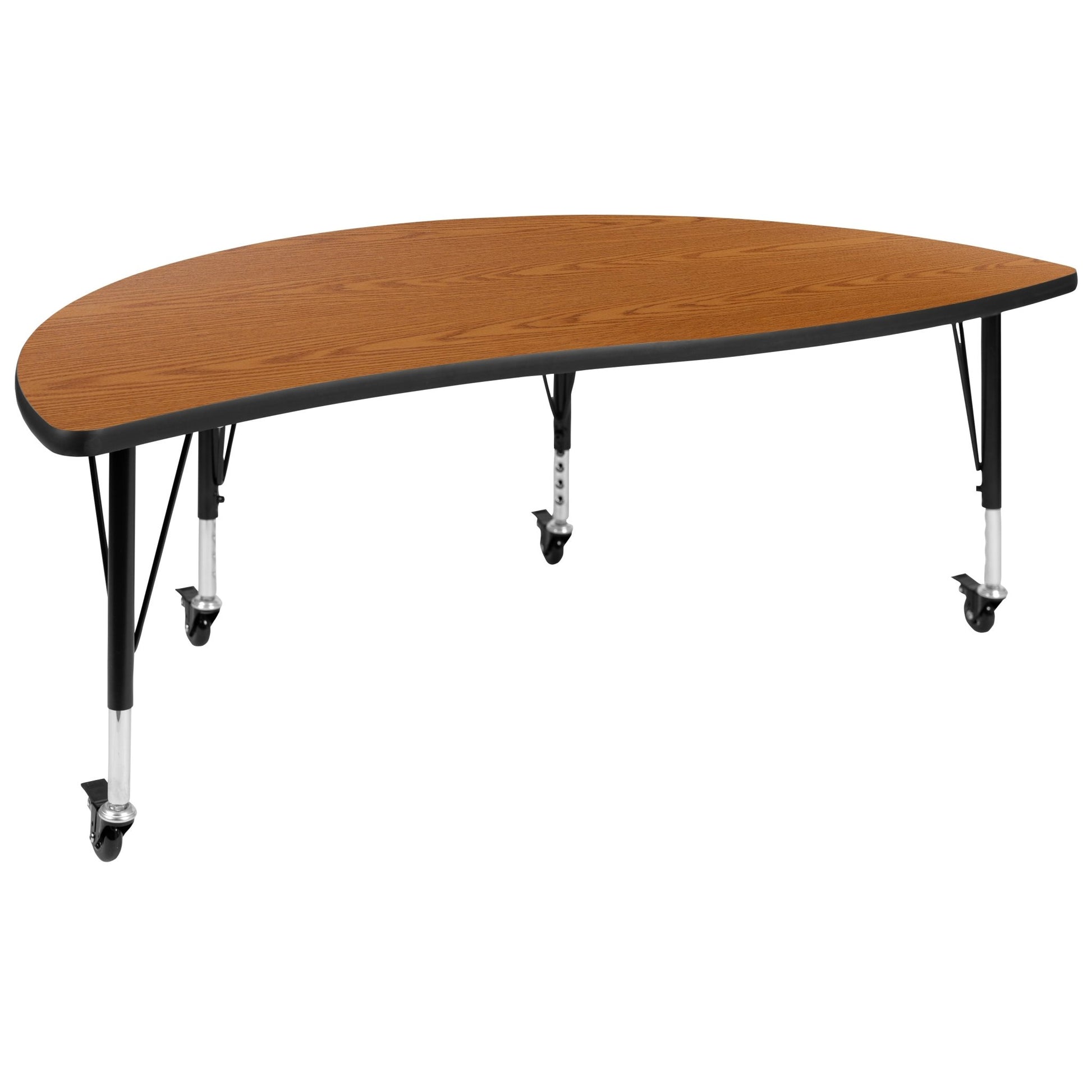 Wren Mobile 60" Half Circle Wave Flexible Collaborative Thermal Laminate Activity Table-Standard Height Adjust Legs - SchoolOutlet