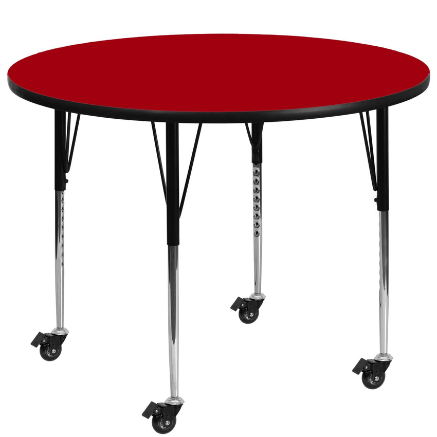Wren Mobile 60'' Round Thermal Laminate Activity Table - Standard Height Adjustable Legs - SchoolOutlet