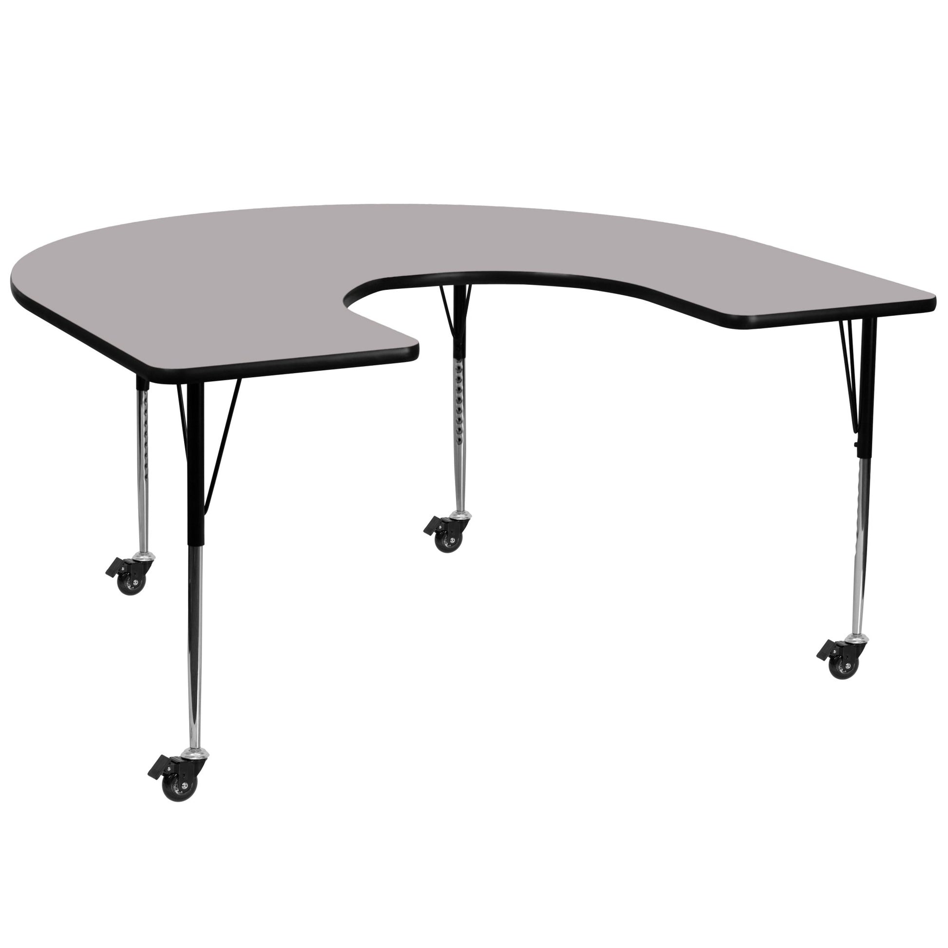 Wren Mobile 60''W x 66''L Horseshoe Thermal Laminate Activity Table - Standard Height Adjustable Legs - SchoolOutlet