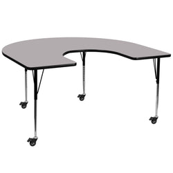 Wren Mobile 60''W x 66''L Horseshoe Thermal Laminate Activity Table - Height Adjustable Legs