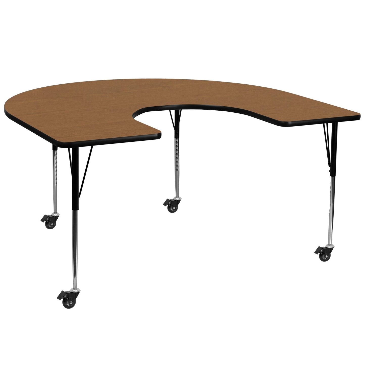 Wren Mobile 60''W x 66''L Horseshoe Thermal Laminate Activity Table - Standard Height Adjustable Legs - SchoolOutlet